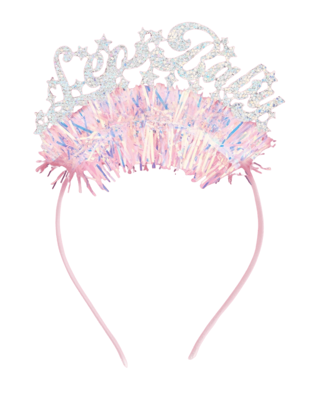 Pink glitter headband with Let’s Party stars birthday accessory from Parte Haus party supply store in Bethesda Maryland