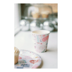 Pastel custom illustrated paper cup and plate with cupcake birthday theme from Parte Haus party supply store in Bethesda MD