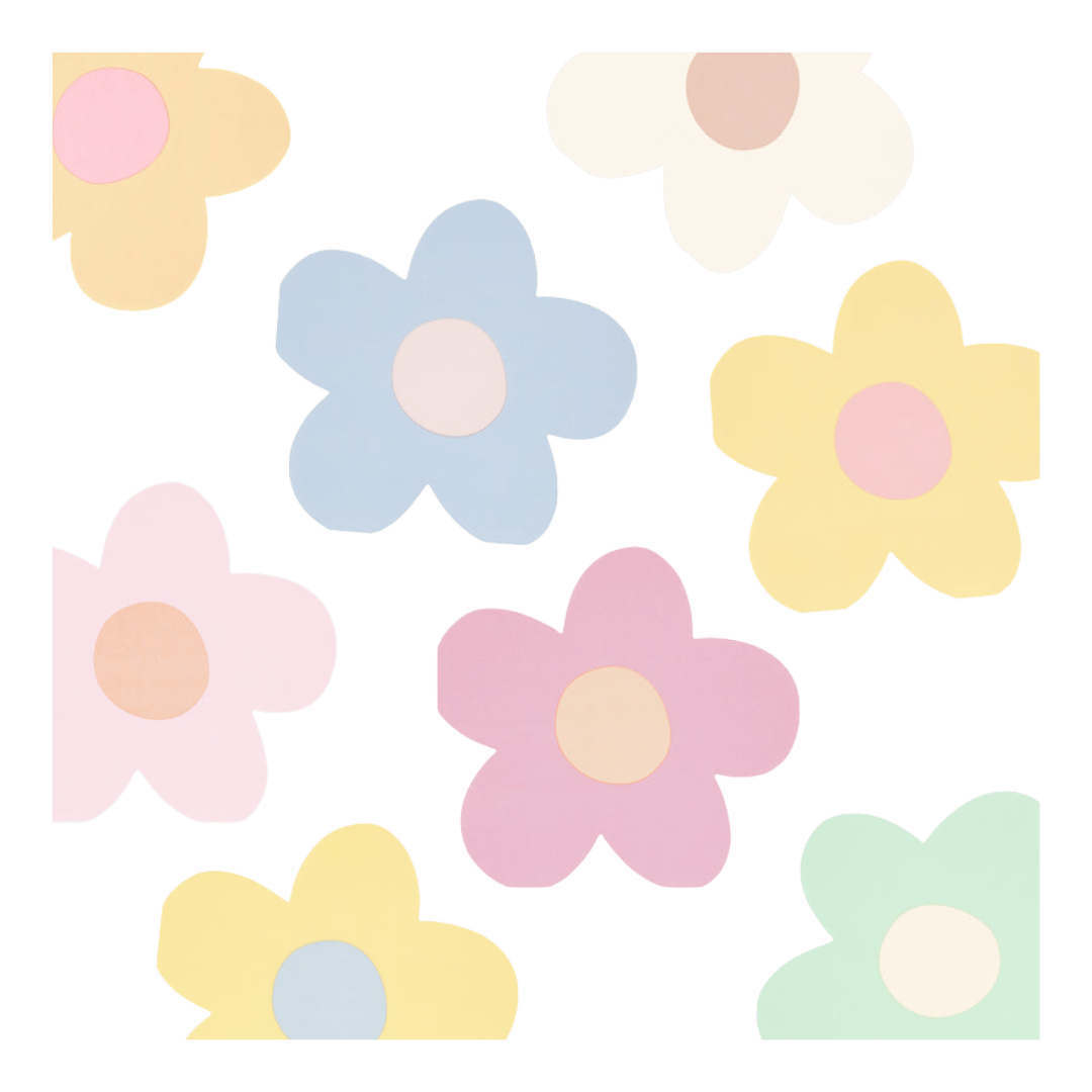 Pastel color flower cutouts with daisy shapes for spring theme from Parte Haus party supply store in Bethesda MD