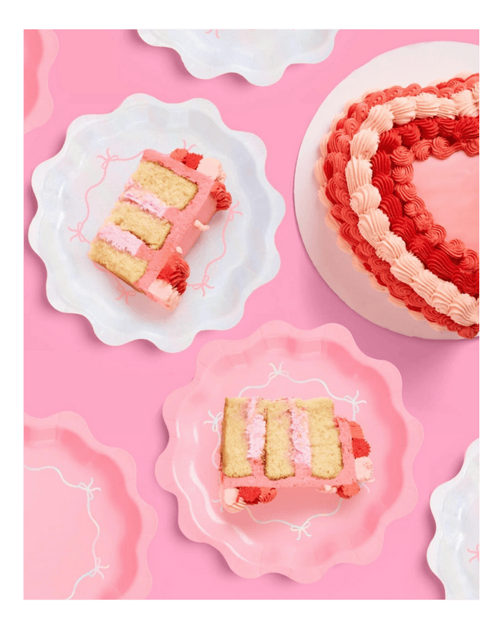 Pink and Iridescent Bow Pattern Large Dinner Plates