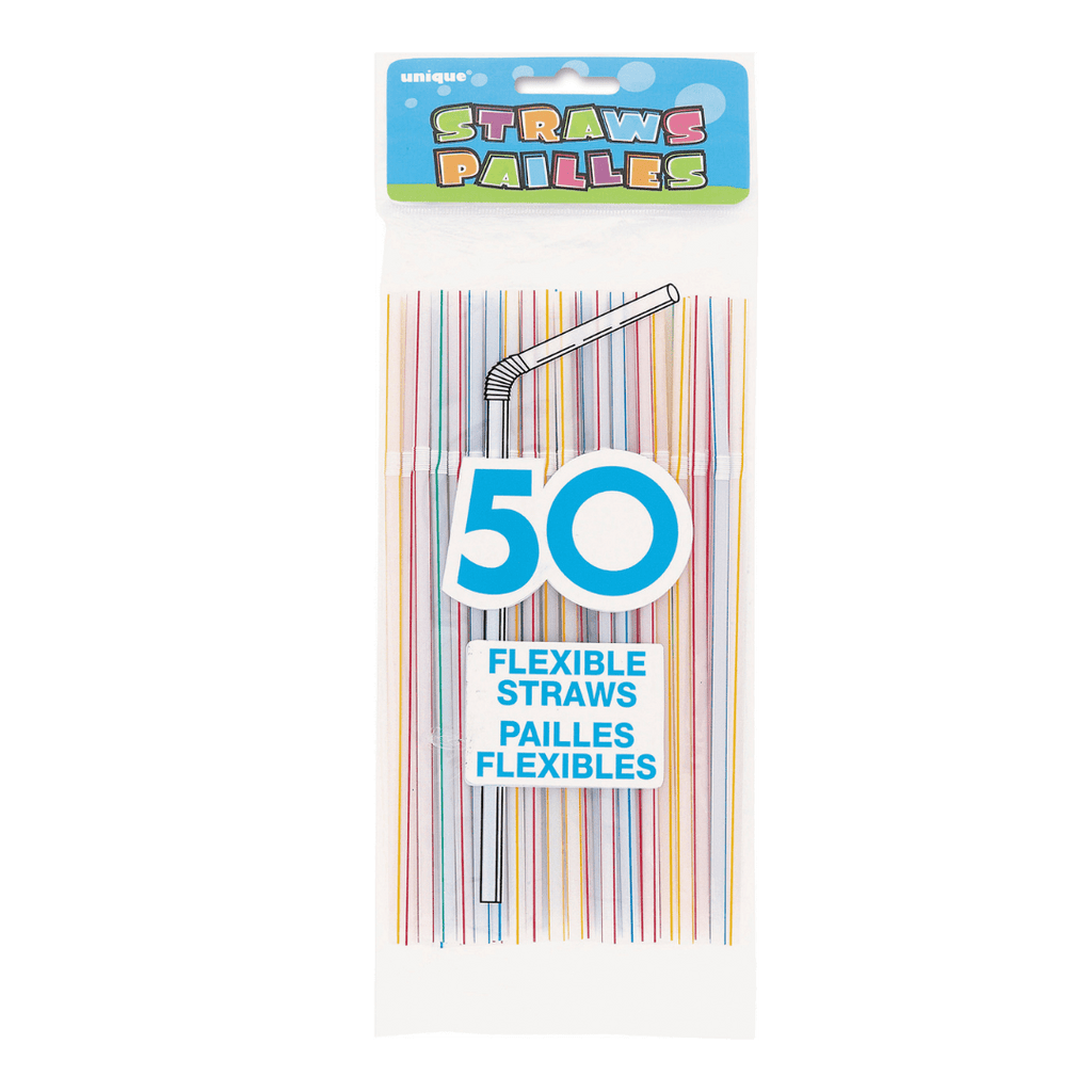 Assorted color flexible straws pack for celebrations from Parte Haus party supply store in Bethesda Maryland