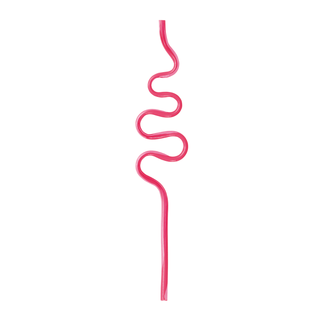 Pink curly straw fun shape for birthday theme from Parte Haus party supply store in Bethesda MD.