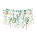 Pastel floral garland with pink yellow and blue flowers spring theme from Parte Haus party supply store in Bethesda Maryland