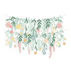Pastel floral garland with pink yellow and blue flowers spring theme from Parte Haus party supply store in Bethesda Maryland
