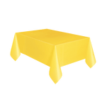 Yellow rectangular plastic table cover for birthday from Parte Haus party supply store in Bethesda MD