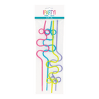 Multicolor crazy straws with fun twist shapes celebration theme from Parte Haus party supply store in Bethesda Maryland