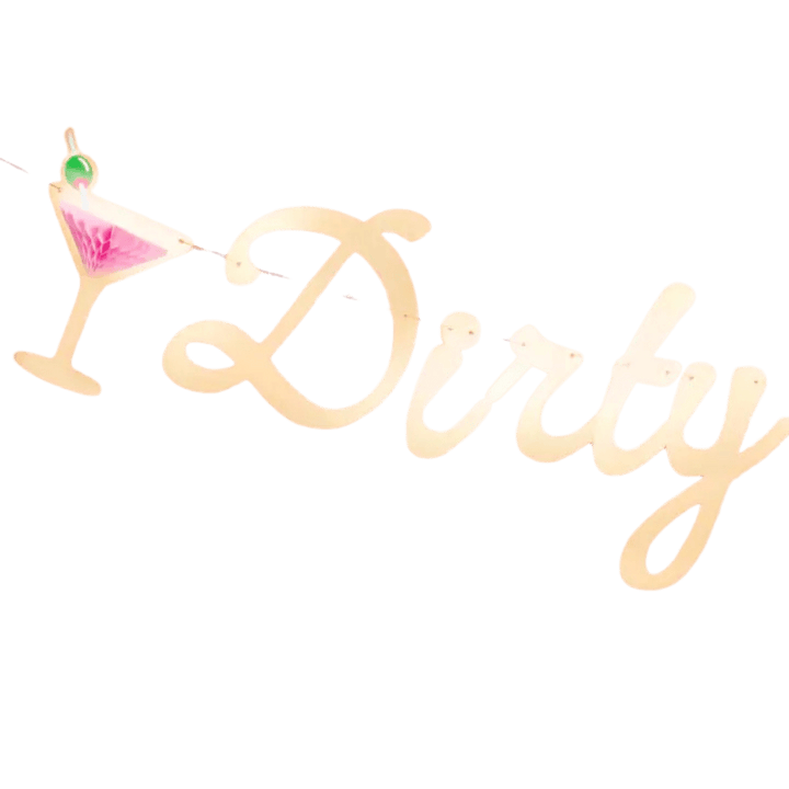 Gold with Pink Dirty Thirty Martini Bday Banner