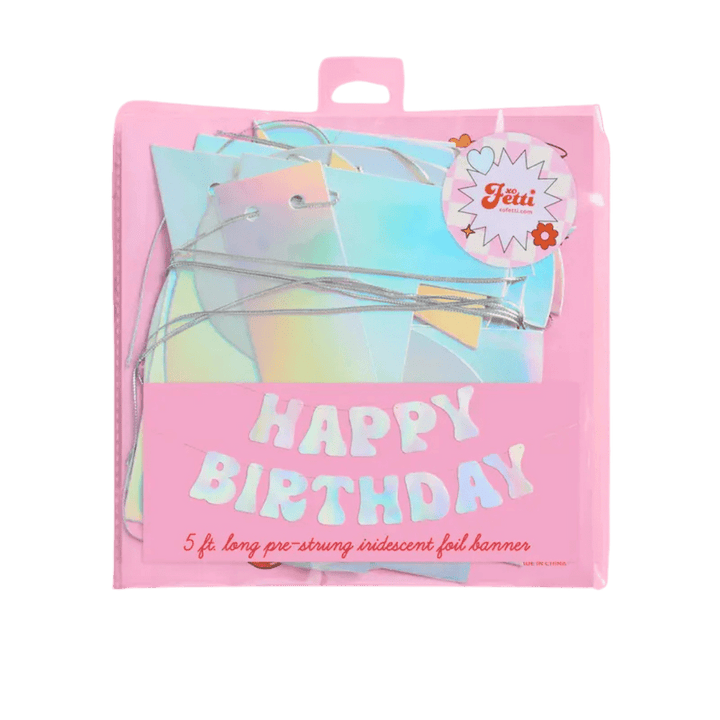 Iridescent Metallic "Happy Birthday" Foil Banner