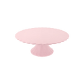 Pink cake stand with scalloped edge for birthday from Parte Haus party supply store in Bethesda Maryland