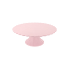 Pink cake stand with scalloped edge for birthday from Parte Haus party supply store in Bethesda Maryland