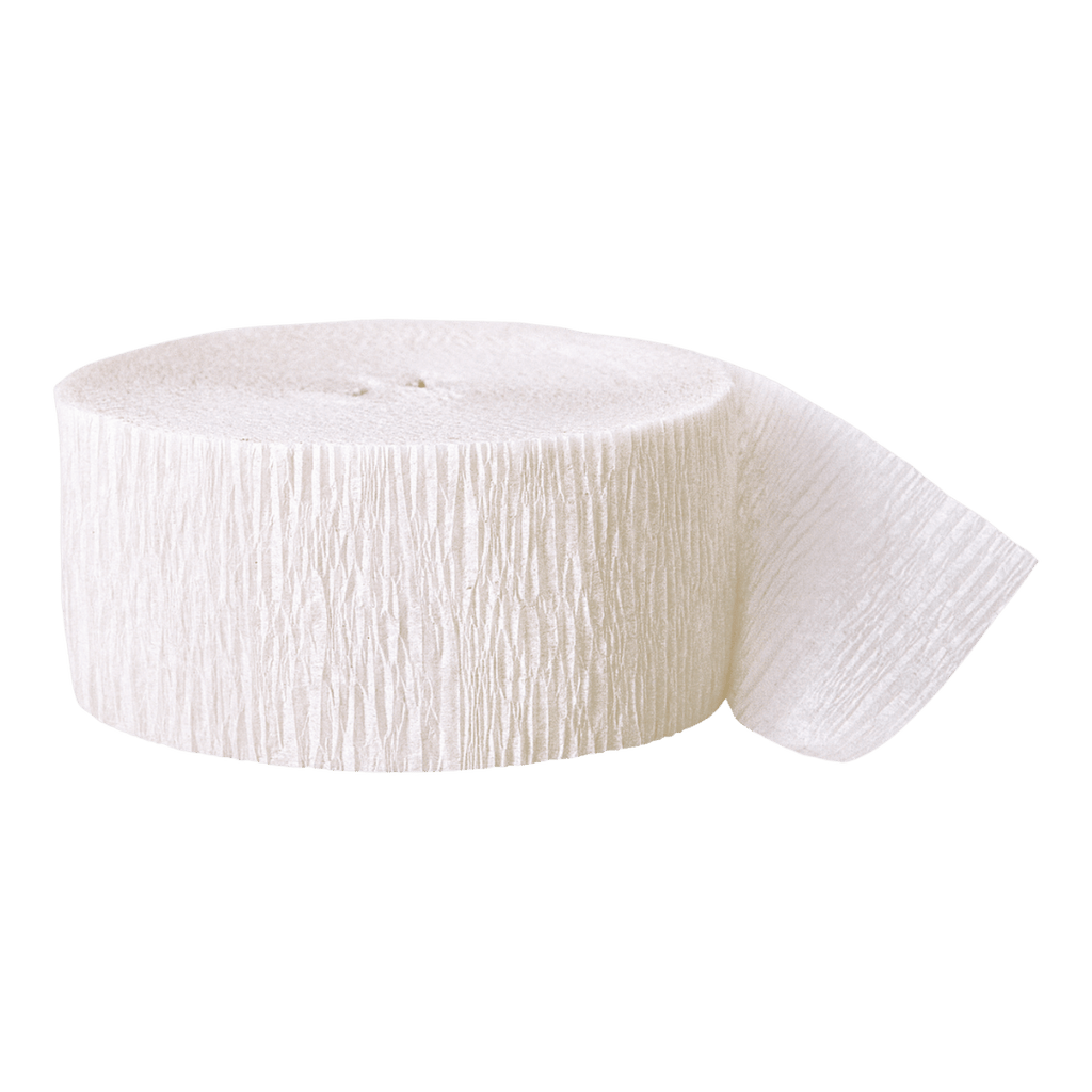 White crepe paper streamer roll classic decor from Parte Haus party supply store in Bethesda Maryland