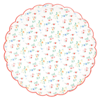 Multicolor floral paper plate with scalloped edge spring celebration from Parte Haus party supply store in Bethesda MD.