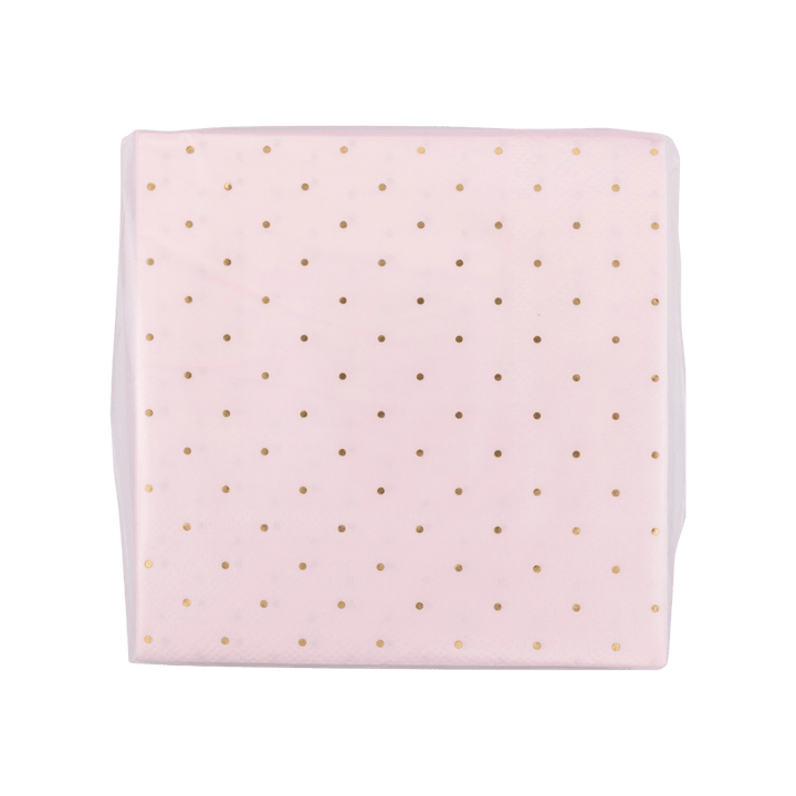 Pink and Gold Polka Dot Princess Cocktail Napkin