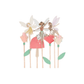 Pink fairy cake toppers with flowers and mushrooms woodland theme from Parte Haus party supply store in Bethesda MD.