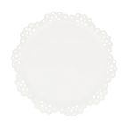 White paper doily lace edge for elegant birthday decoration from Parte Haus party supply store in Bethesda MD.