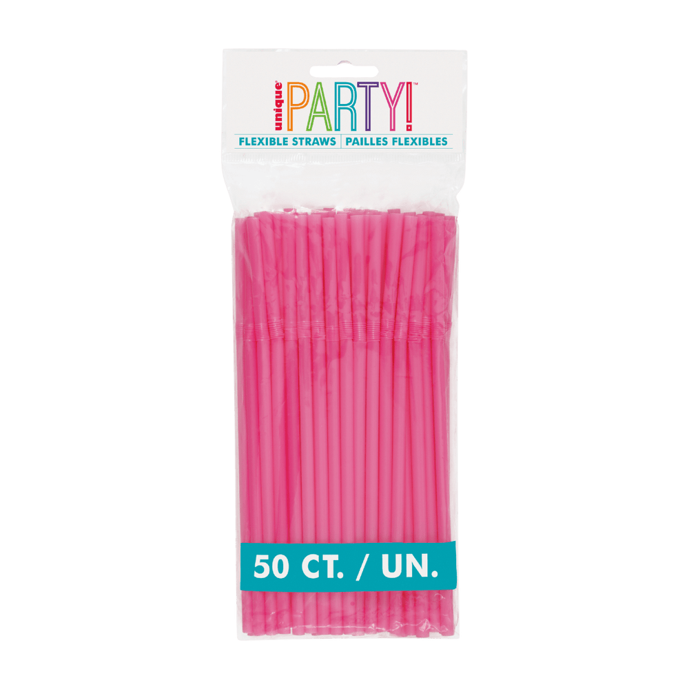 Pink flexible straws plastic pack birthday party theme from Parte Haus party supply store in Bethesda MD