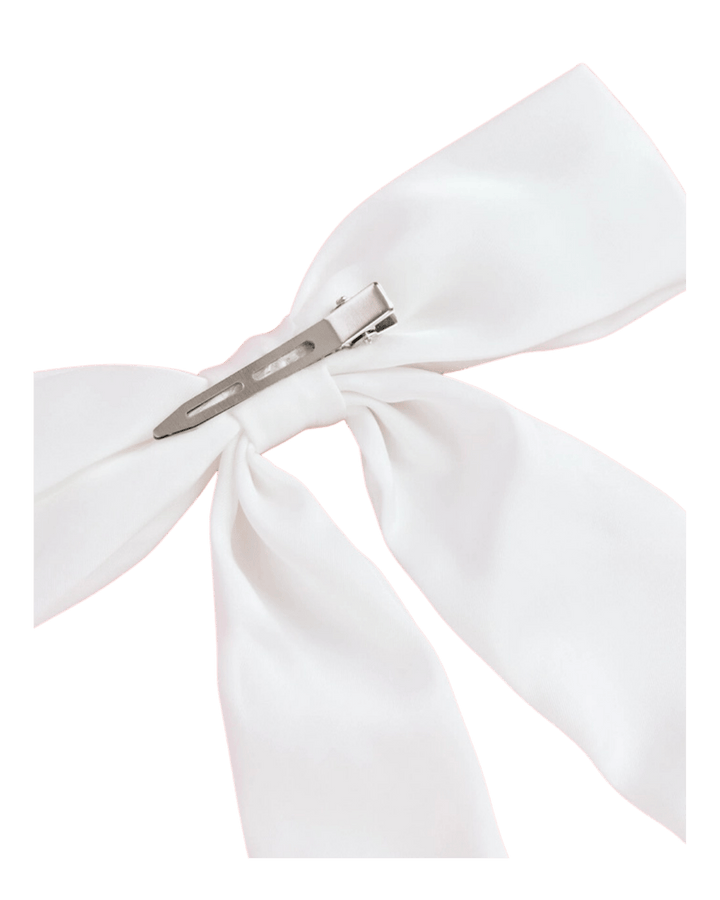 White Satin "Bride To Be" Bow Clip