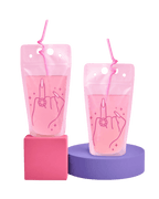 Pink bachelorette drink pouch with ring design novelty bridal from Parte Haus party supply store in Bethesda MD