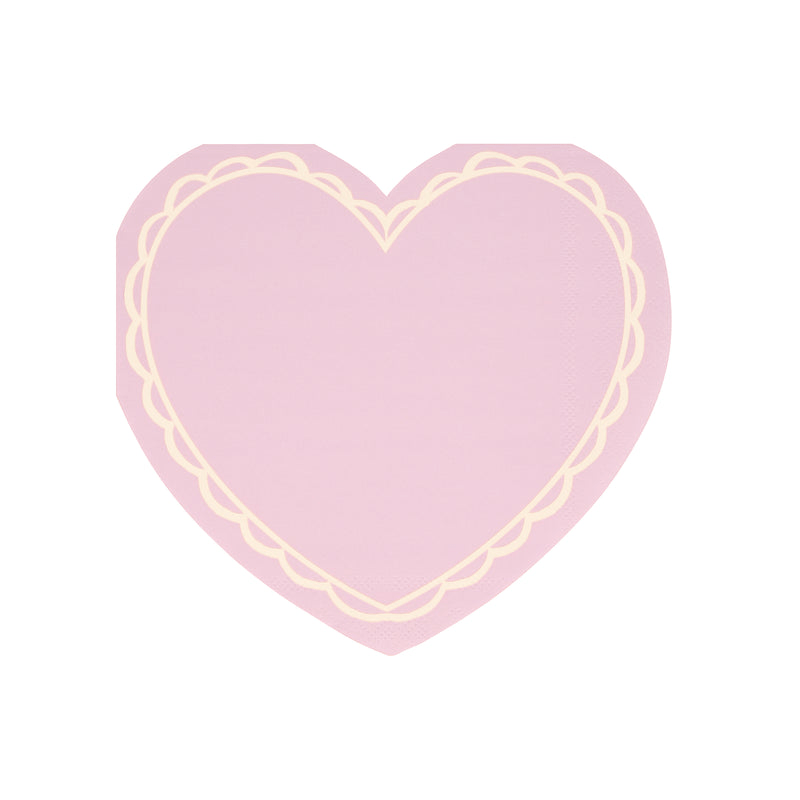 Pink heart napkin with decorative border for romantic occasions from Parte Haus party supply store in Bethesda Maryland