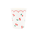 Red and white paper cup with cherry design for birthday theme from Parte Haus party supply store in Bethesda MD