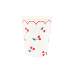 Red and white paper cup with cherry design for birthday theme from Parte Haus party supply store in Bethesda MD