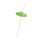 Green paper umbrella drinking straw tropical birthday theme from Parte Haus party supply store in Bethesda MD.
