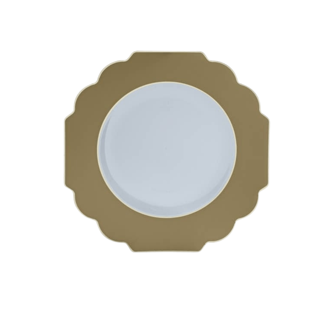 Gold scalloped edge plate elegant design celebration from Parte Haus party supply store in Bethesda MD