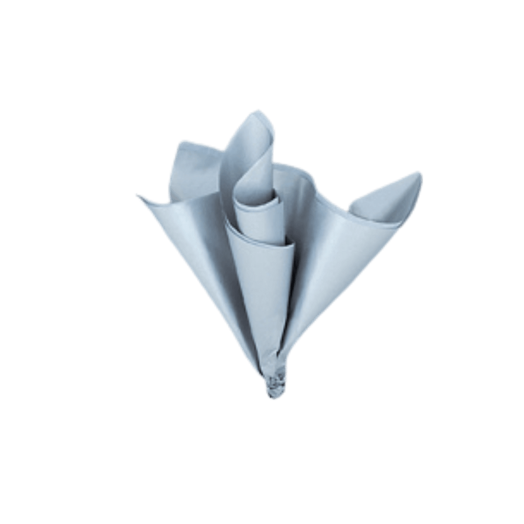 Silver napkin elegant folded napkin for formal event from Parte Haus party supply store in Bethesda Maryland