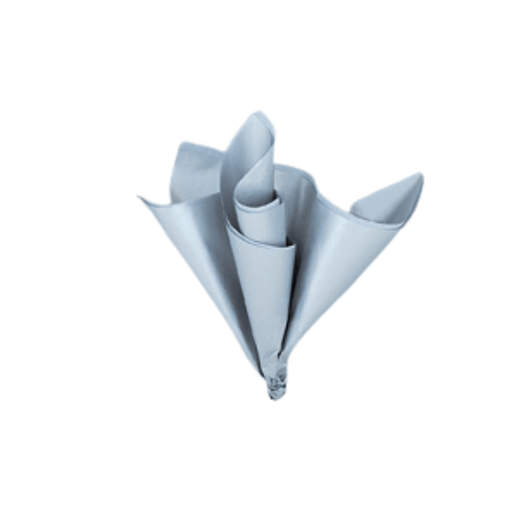 Silver napkin elegant folded napkin for formal event from Parte Haus party supply store in Bethesda Maryland