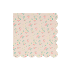Pink floral napkin with scalloped edges for spring theme from Parte Haus party supply store in Bethesda Maryland