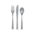 clear plastic cutlery set with fork knife and spoon for any occasion from Parte Haus party supply store in Bethesda MD
