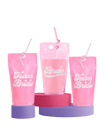 Pink bachelorette drink pouches Team Bride text bridal shower from Parte Haus party supply store in Bethesda Maryland