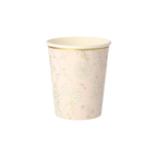 Blush floral paper cup with gold flower print for elegant event from Parte Haus party supply store in Bethesda MD