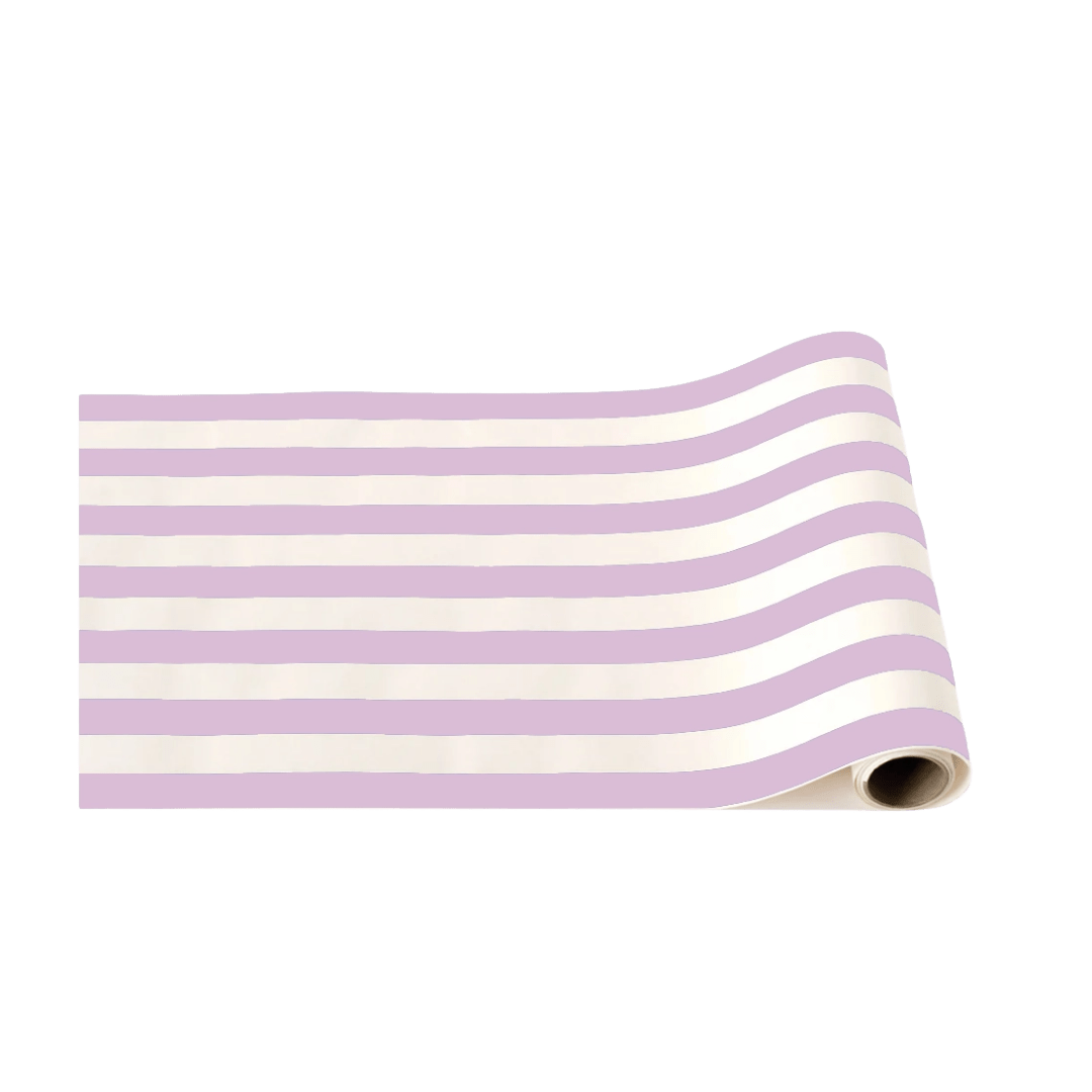 lavender striped table runner rolled pastel celebration decor from Parte Haus party supply store in Bethesda MD