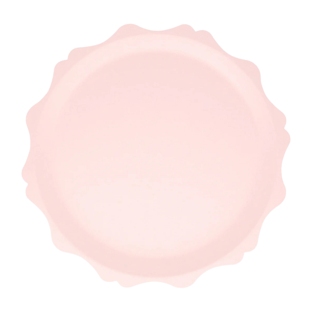 Pink plate scalloped edges pastel birthday or baby shower from Parte Haus party supply store in Bethesda MD