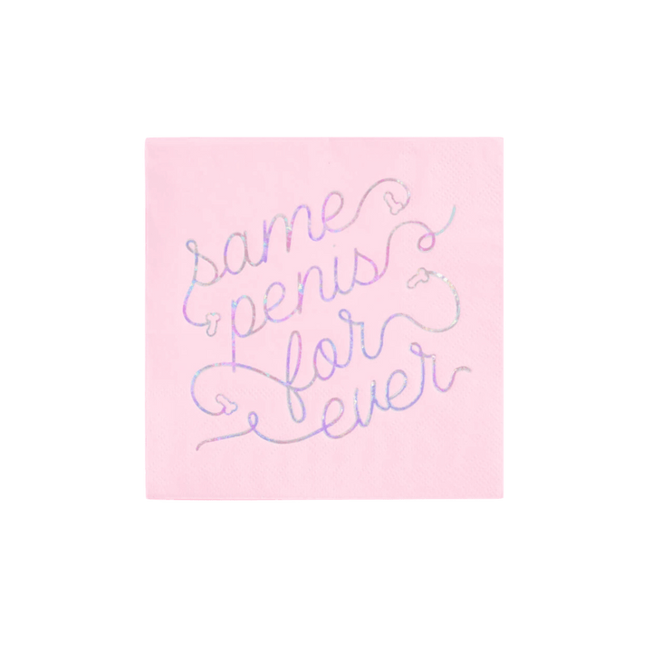 Pink with Iridescent "Same Penis Forever" Bachelorette Cocktail Napkins
