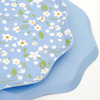 Blue floral plates spring celebration theme from Parte Haus party supply store in Bethesda Maryland