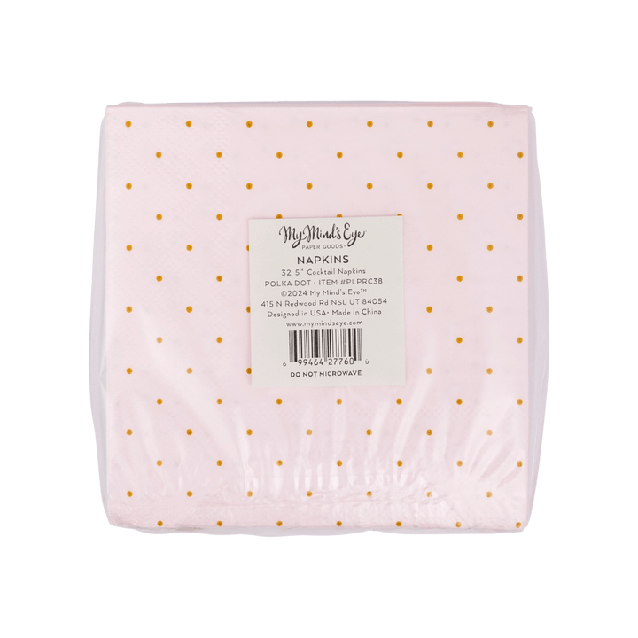 Pink and Gold Polka Dot Princess Cocktail Napkin