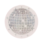 Silver disco ball round plate with sparkling detail disco theme from Parte Haus party supply store in Bethesda MD.