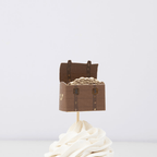 Brown treasure chest cupcake topper for pirate theme from Parte Haus party supply store in Bethesda Maryland