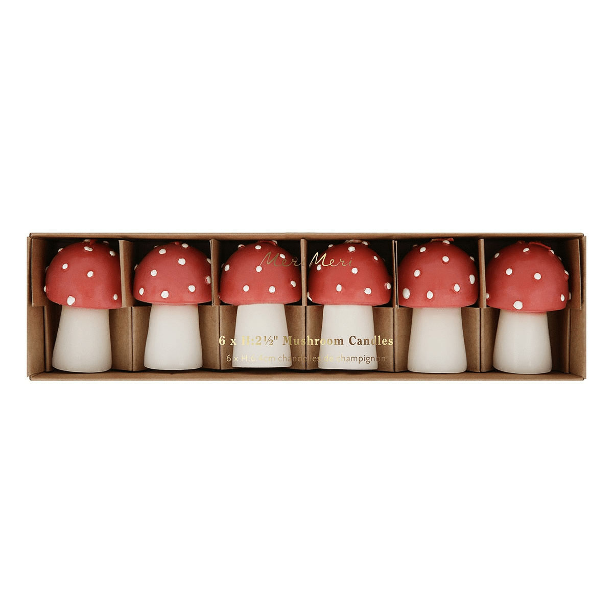 Red mushroom candle set whimsical decor from Parte Haus party supply store in Bethesda Maryland
