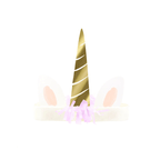 Gold unicorn horn headband with pastel ears for birthday from Parte Haus party supply store in Bethesda MD