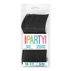 Black plastic forks in retail packaging for general celebration from Parte Haus party supply store in Bethesda Maryland