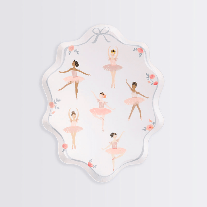 White and Pink Ballerina Theme Plates