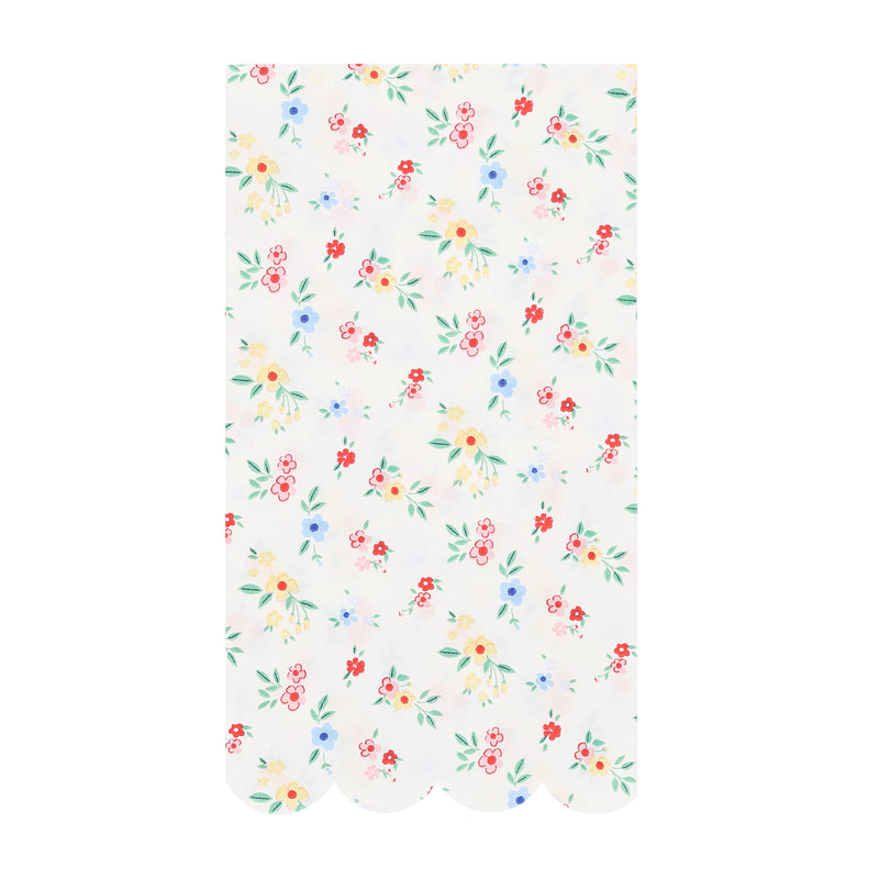 Pastel floral paper napkin with scalloped edge for spring occasions from Parte Haus party supply store in Bethesda Maryland