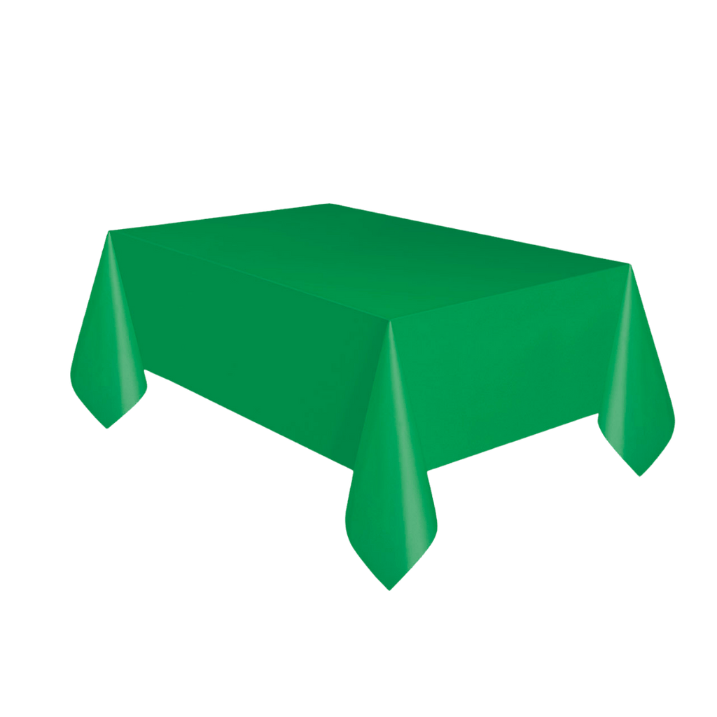 green table cover solid rectangular tablecloth for birthday from Parte Haus party supply store in Bethesda MD