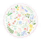 Pastel unicorn paper plate with floral and butterfly design magical theme from Parte Haus party supply store in Bethesda Maryland