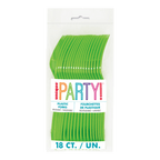 Green plastic forks in a clear package for celebration theme from Parte Haus party supply store in Bethesda MD
