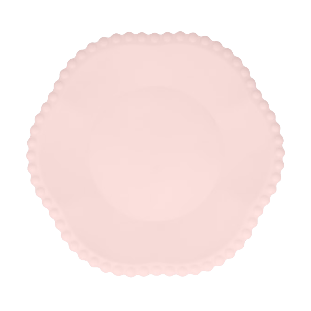 Blush pink scalloped paper plate elegant round design birthday from Parte Haus party supply store in Bethesda MD