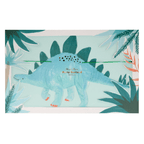 Green dinosaur garland with jungle leaves dinosaur birthday decor from Parte Haus party supply store in Bethesda MD